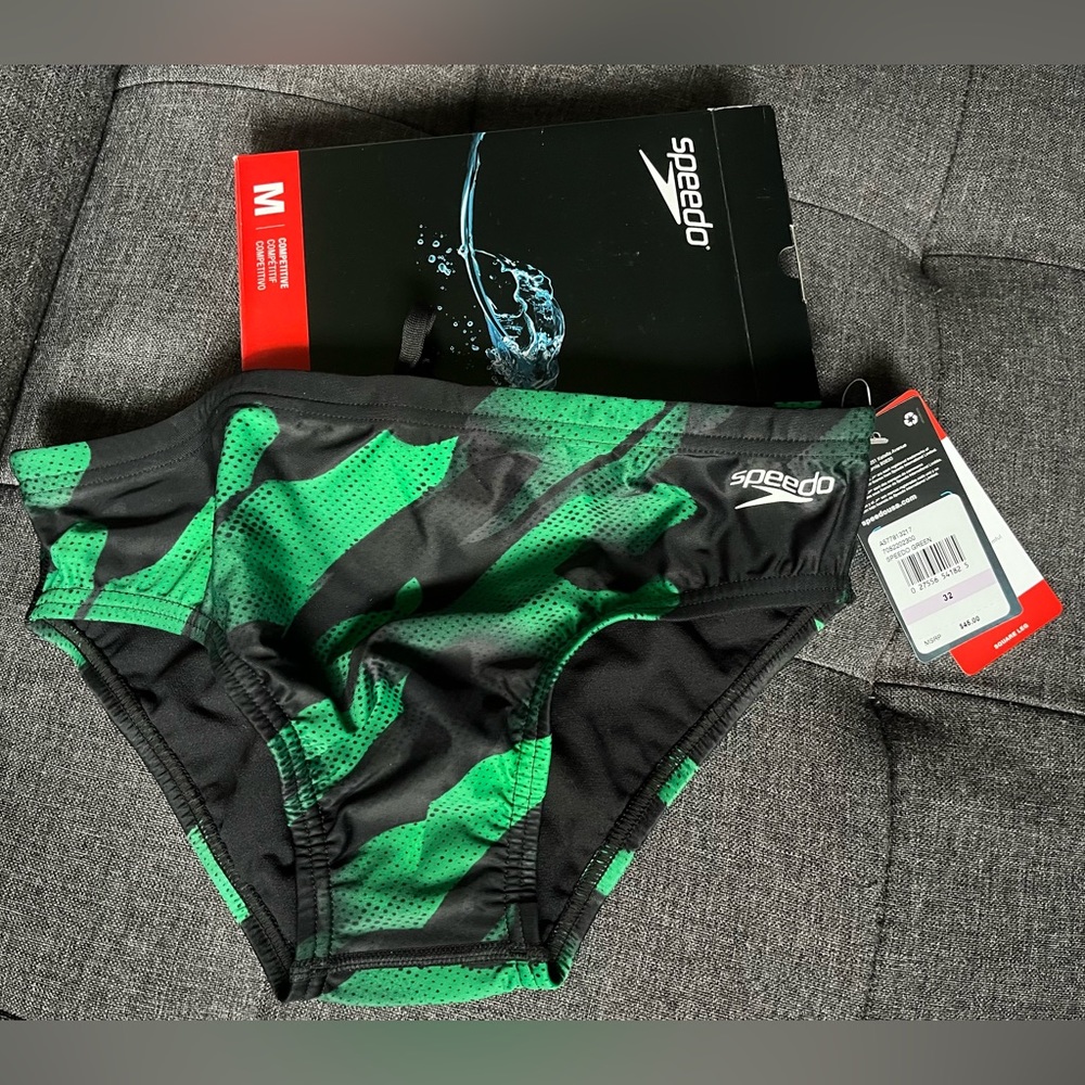 Speedo NWT Men’s 32 Powerflex Natural Wonder Swim Brief Killer Green